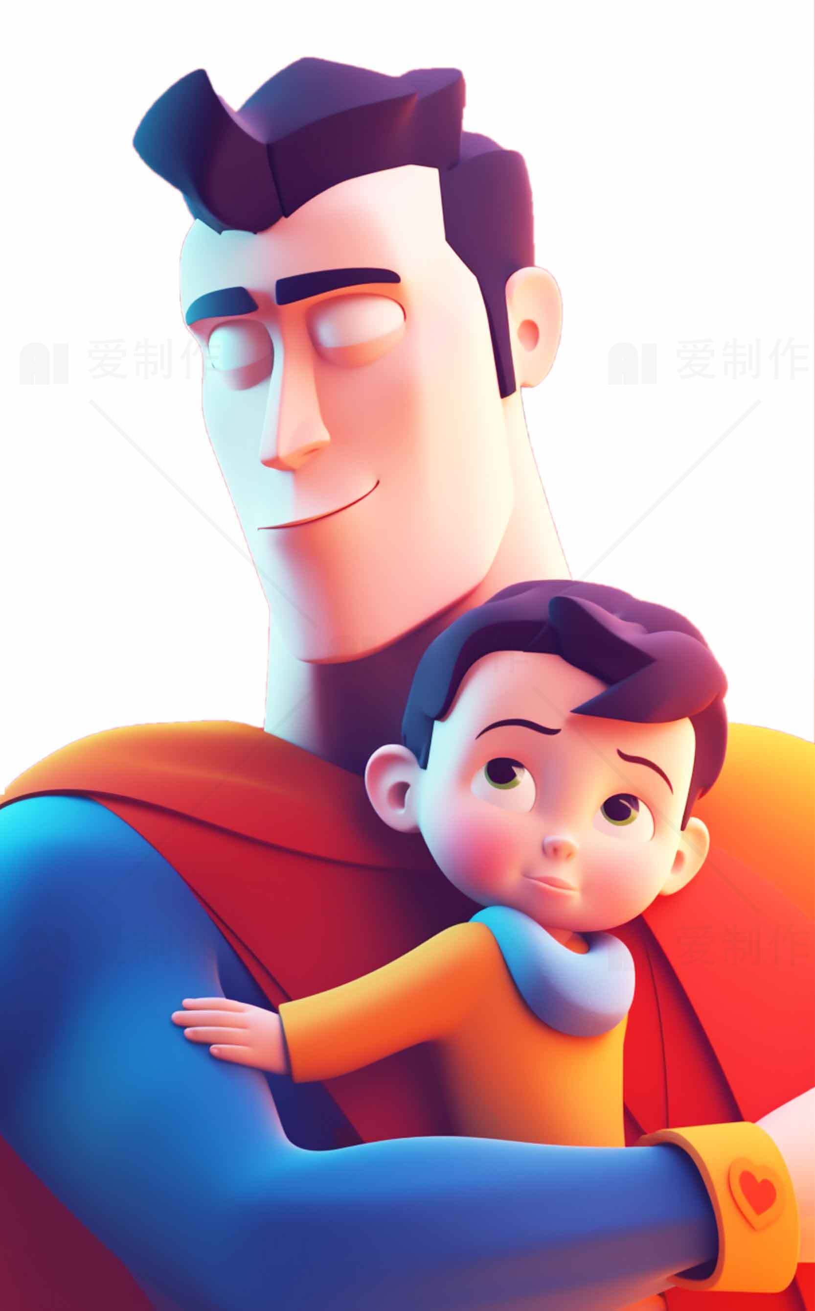 超级英雄父爱插画设计素材