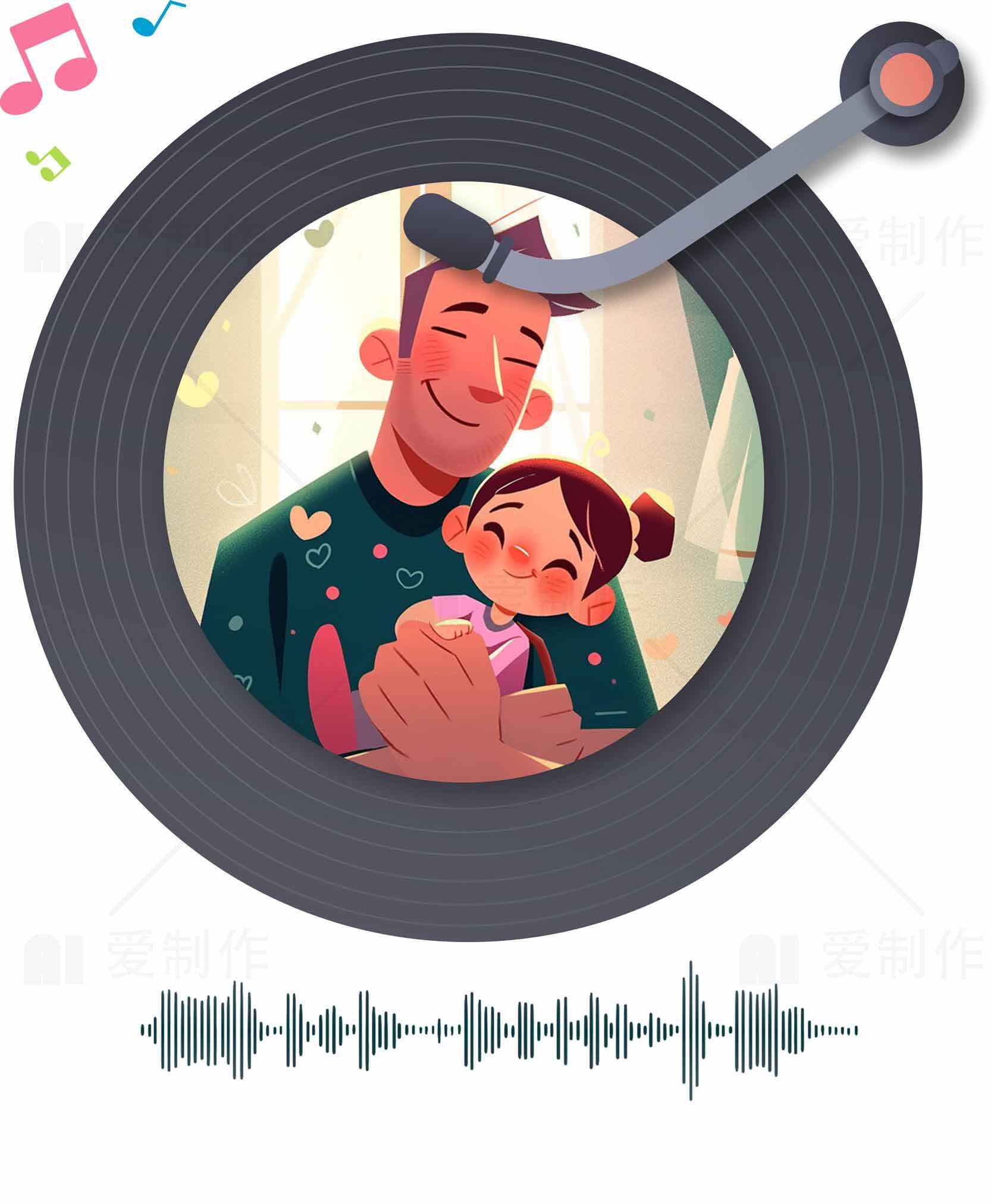 温馨亲子音乐插画设计素材