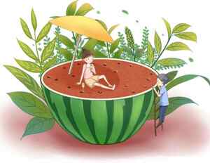 夏日清新西瓜创意插画
