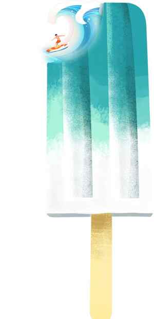 夏日冲浪冰棒创意插画