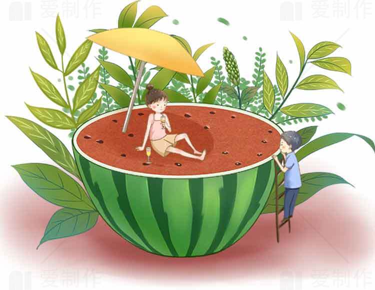 夏日清新西瓜创意插画素材