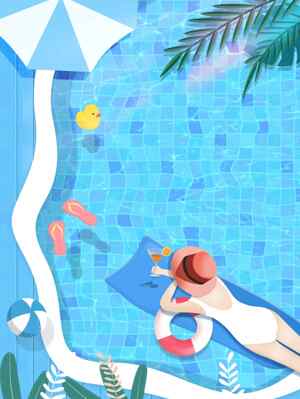 夏日泳池度假插画设计