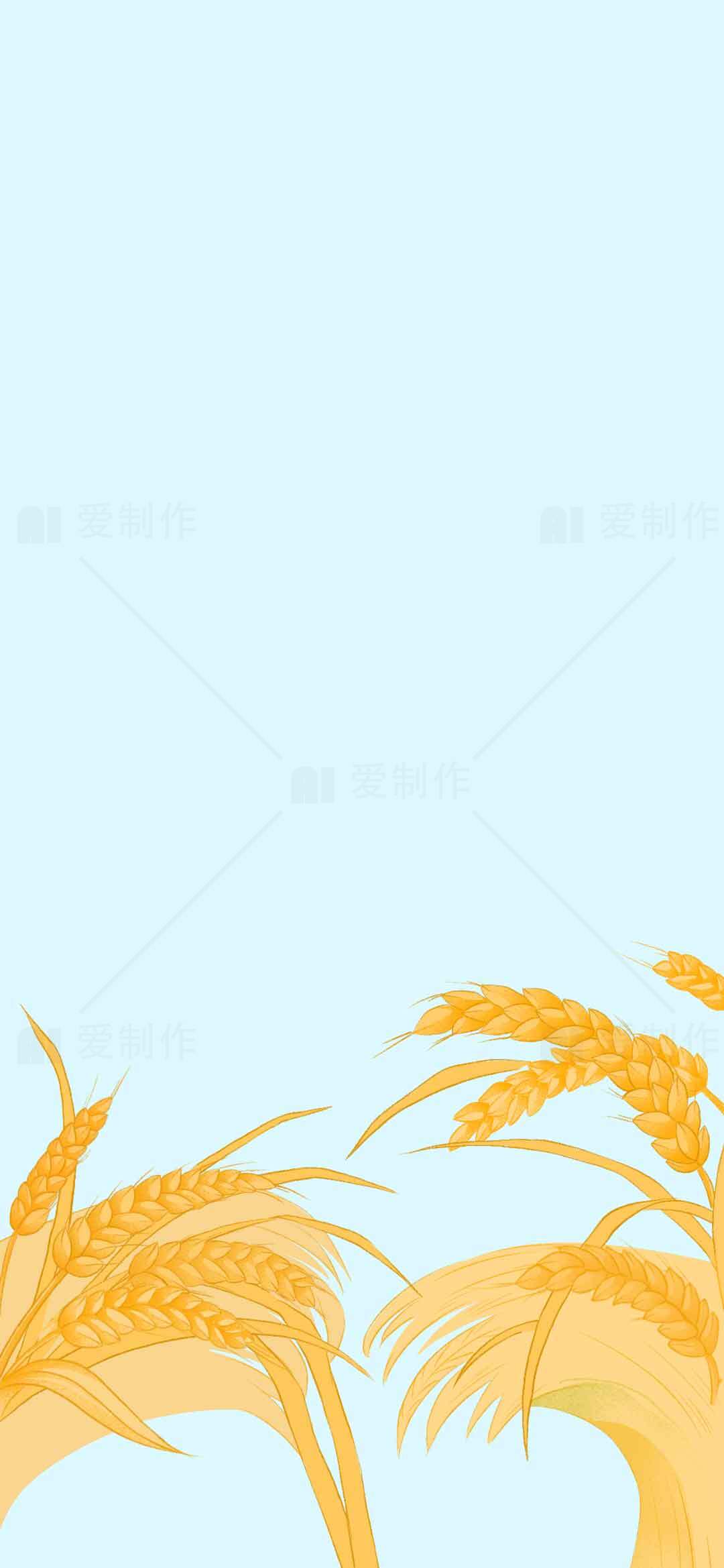 麦穗与蓝天背景插画设计素材