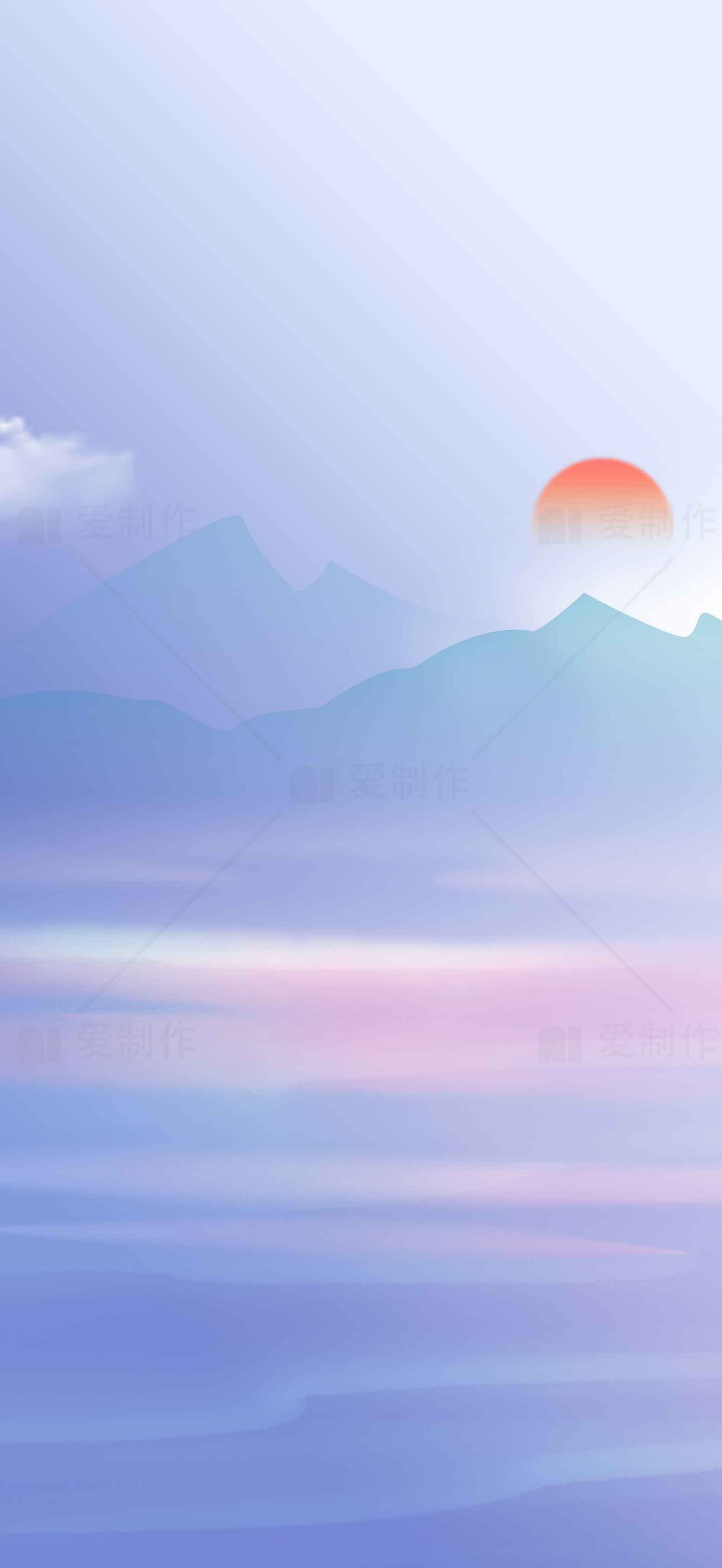 唯美日出山水背景高清图片素材