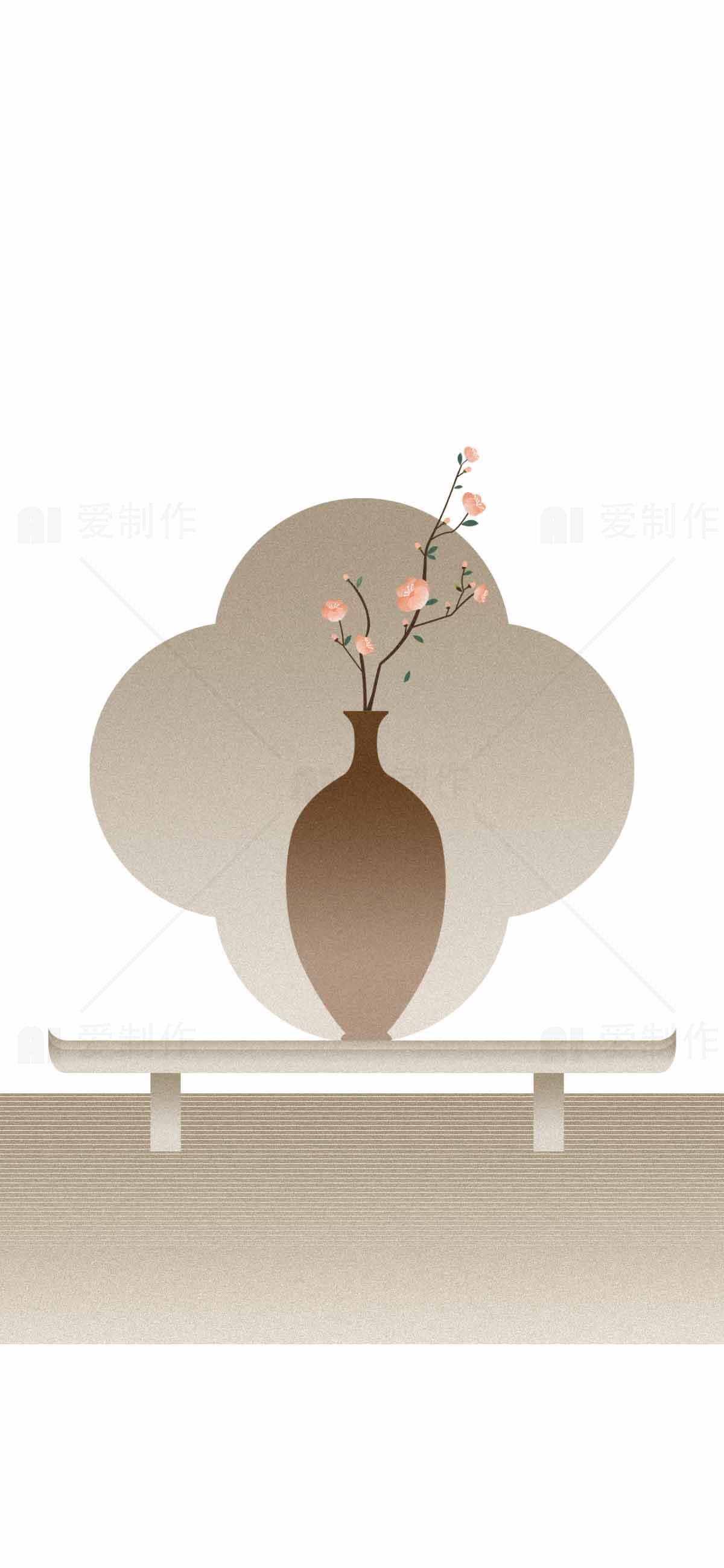 简约中式花瓶插花设计图片素材