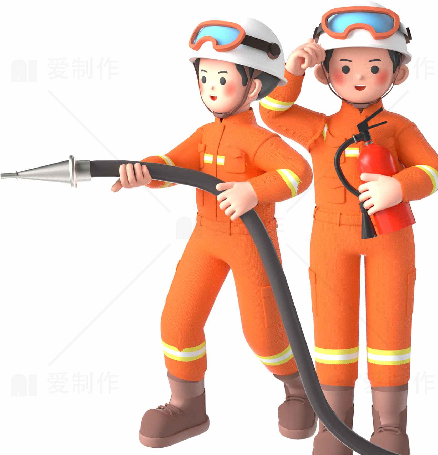 消防员卡通形象设计：消防安全宣传素材