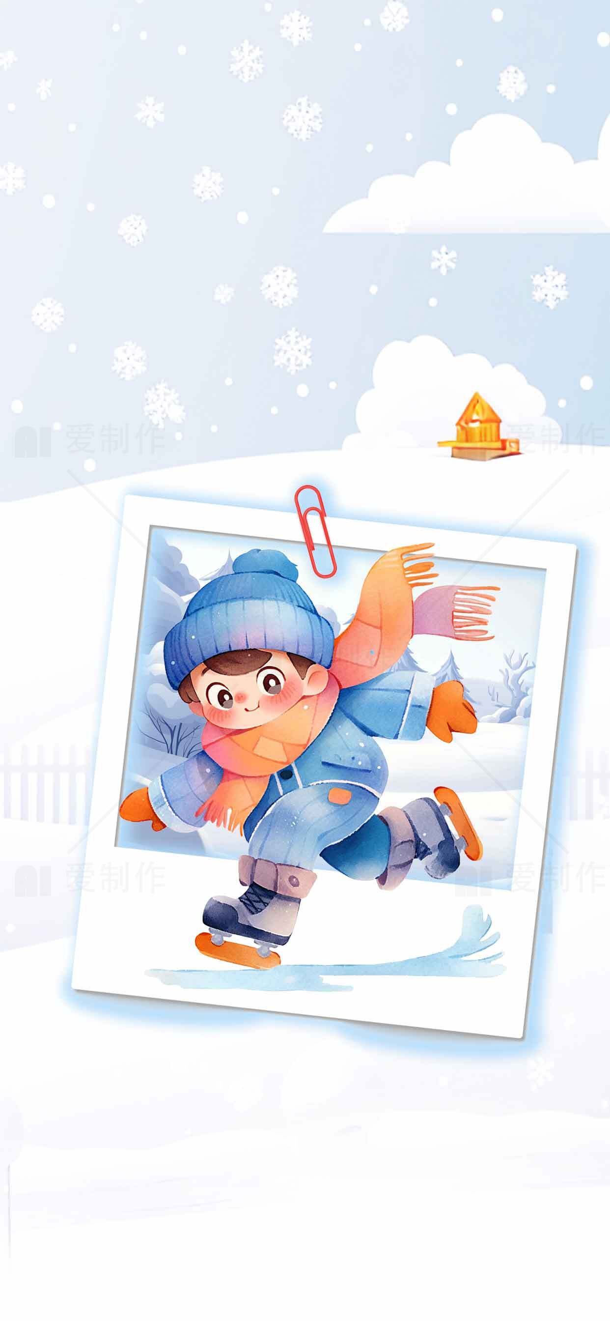 冬季冰上运动插画设计素材