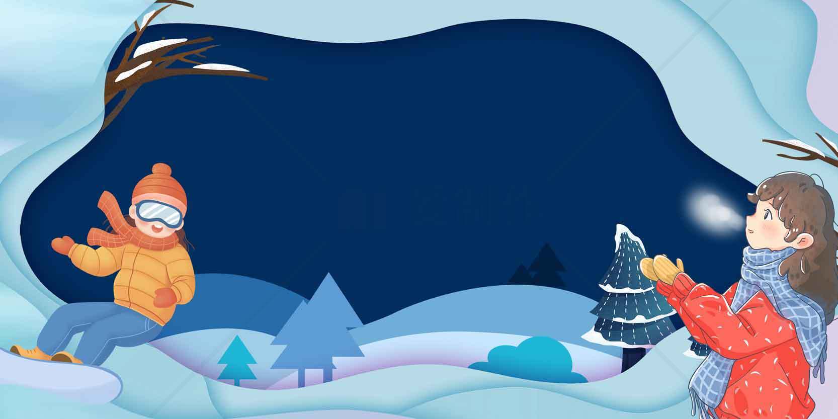 冬季雪景插画背景设计素材