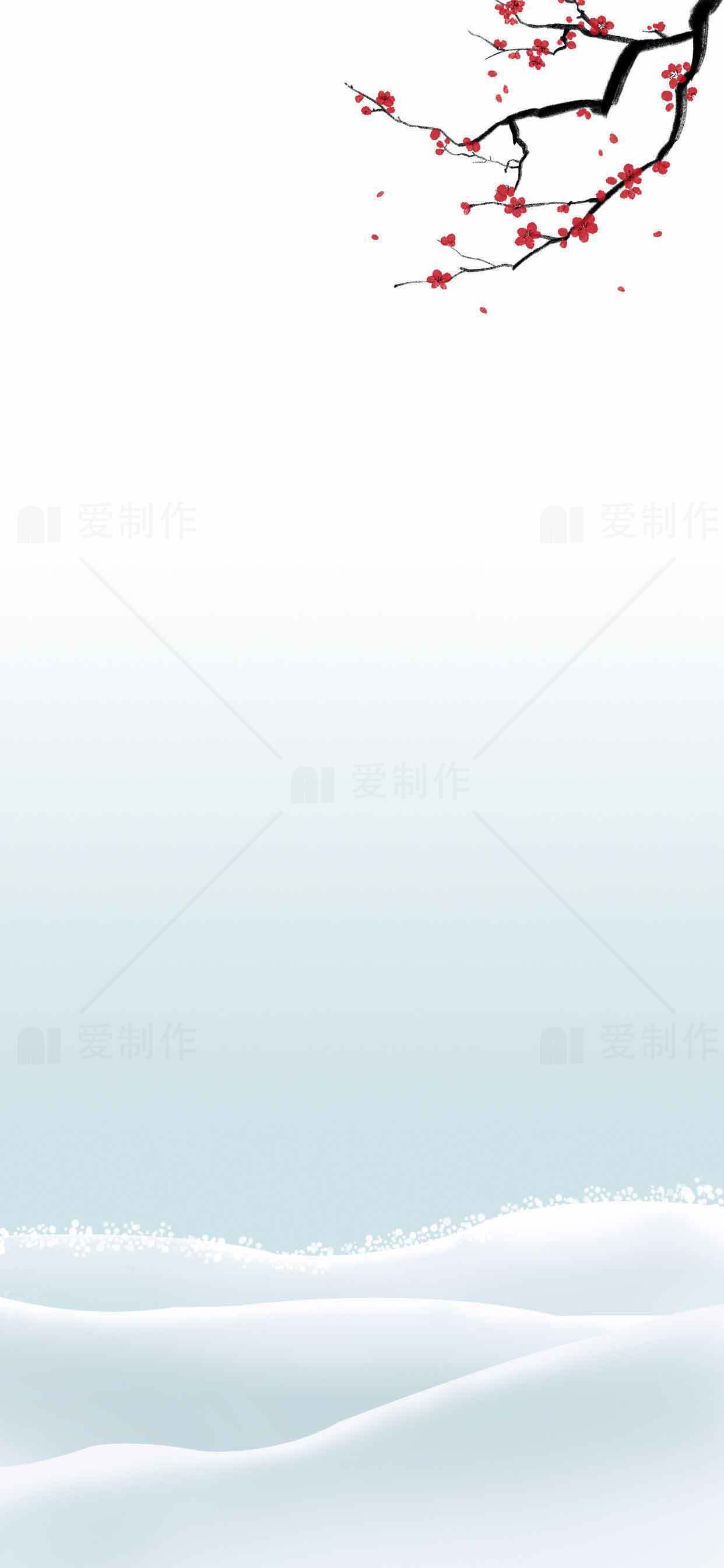 冬季梅花与雪景唯美背景图片素材
