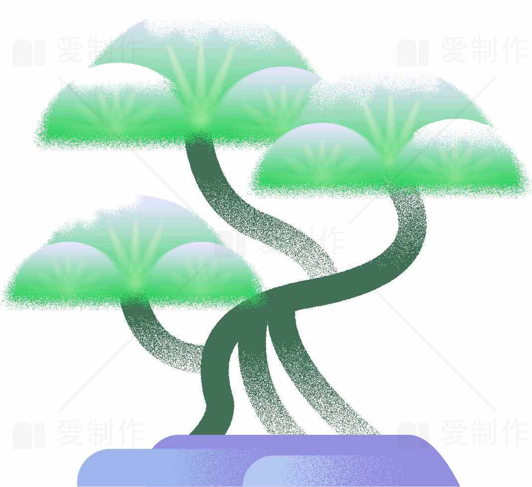 简约风格盆景插画设计素材