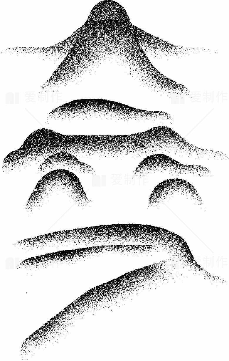 黑白山峦点绘艺术图片素材