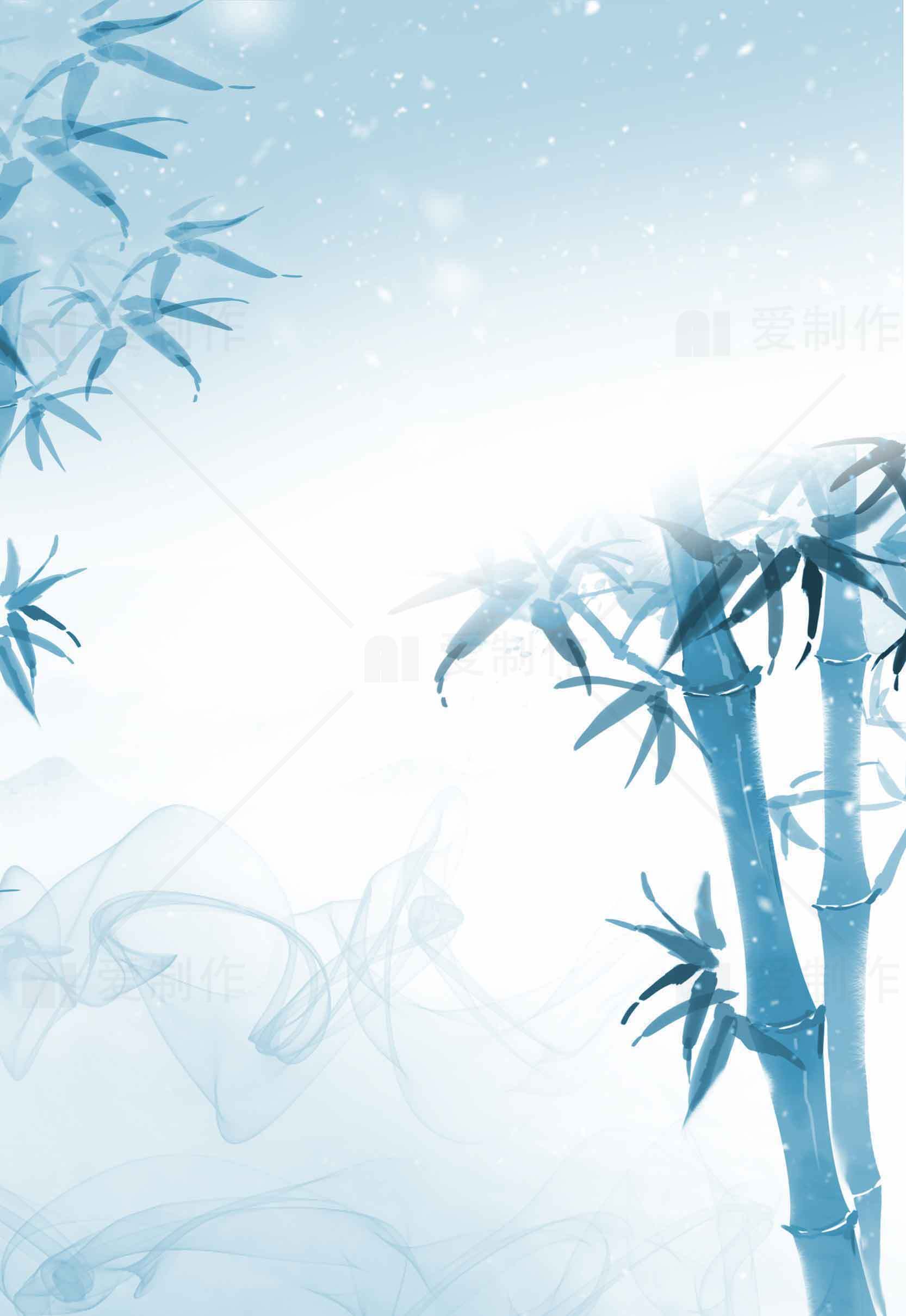 唯美蓝色竹林背景图片素材