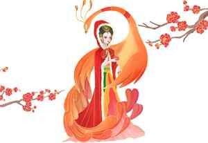 中国传统凤凰与仕女插画设计