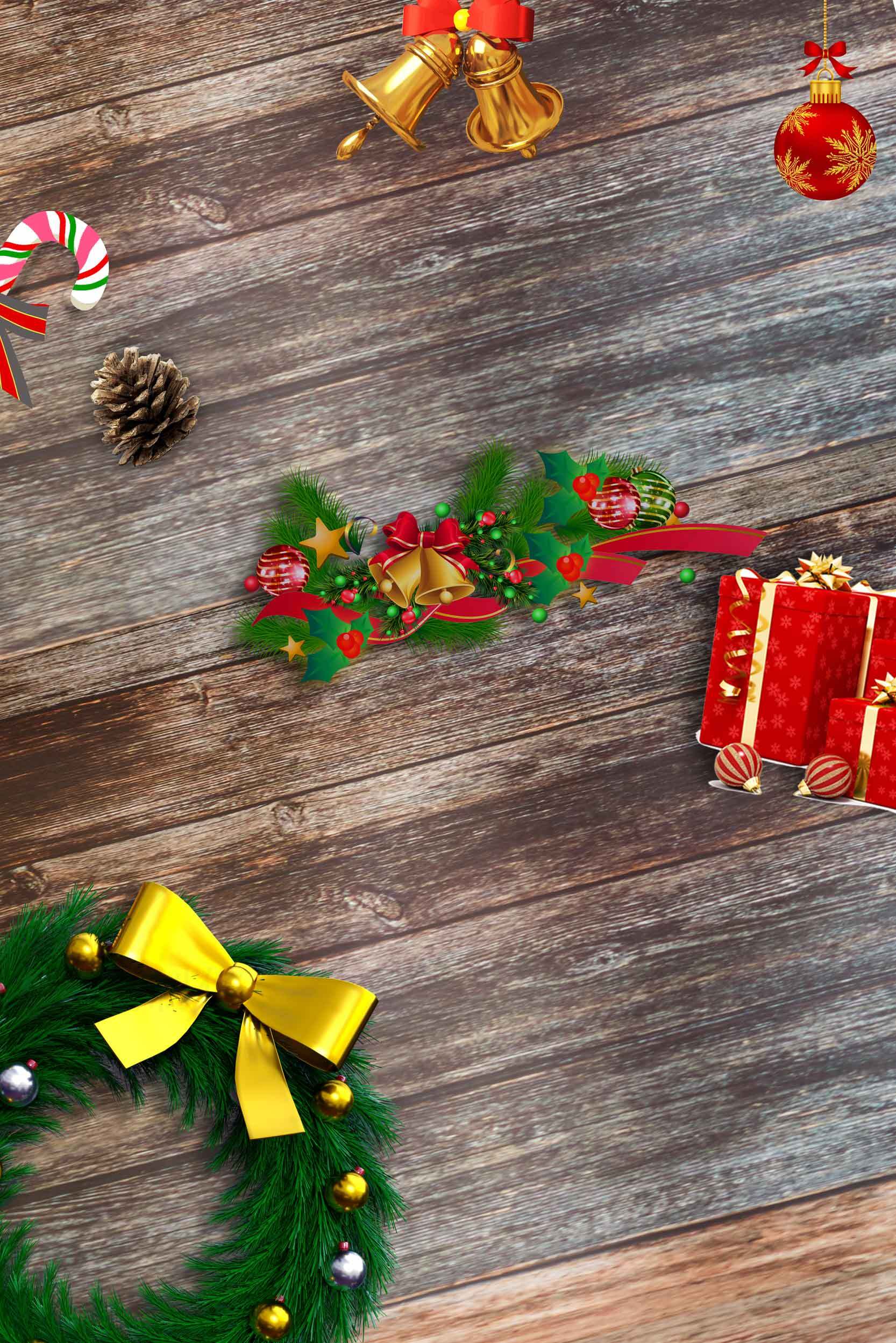 圣诞节木质背景装饰图片素材