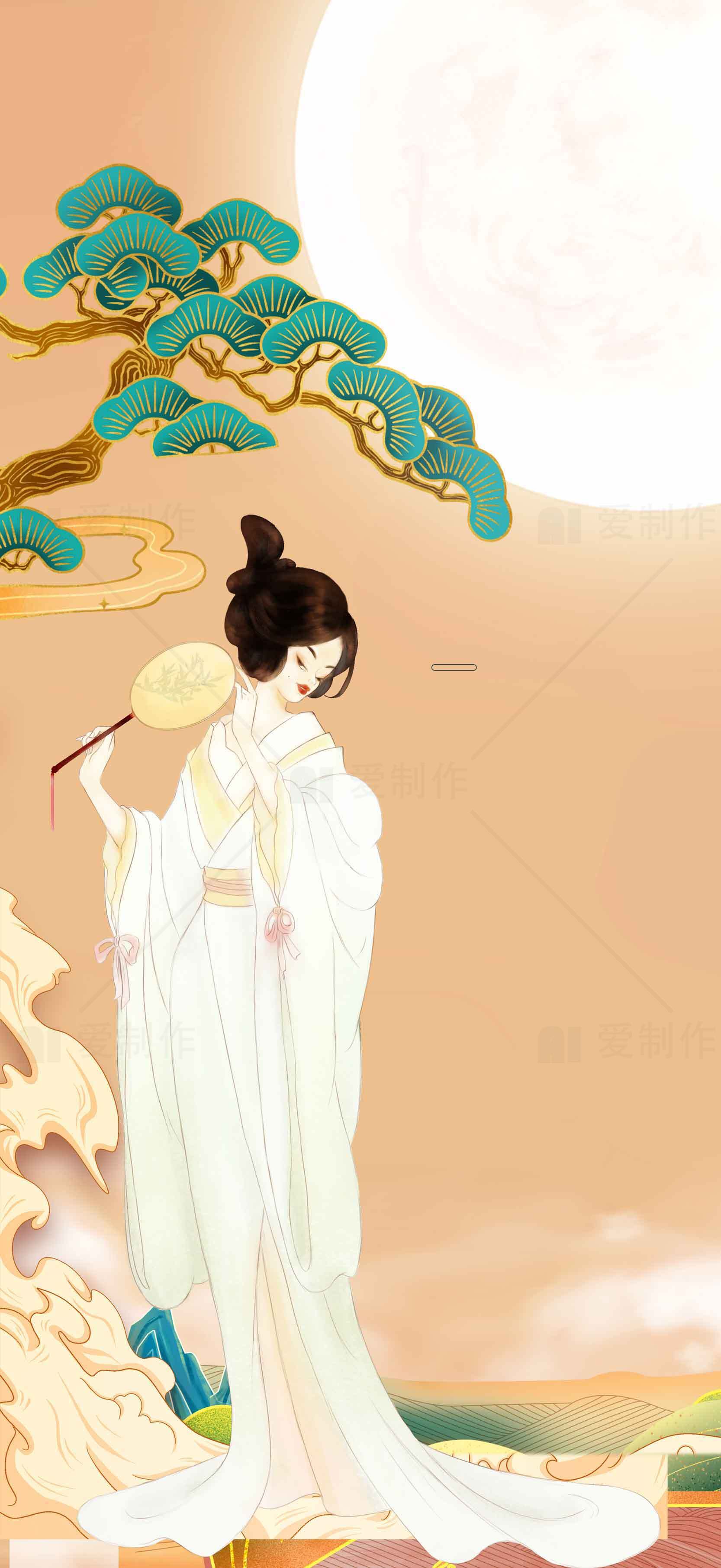 古风唯美仕女图：月下佳人素材