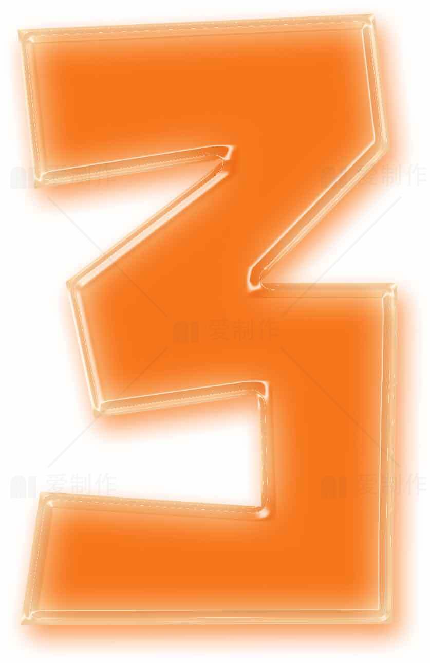 橙色发光数字3图片SEO优化标题素材