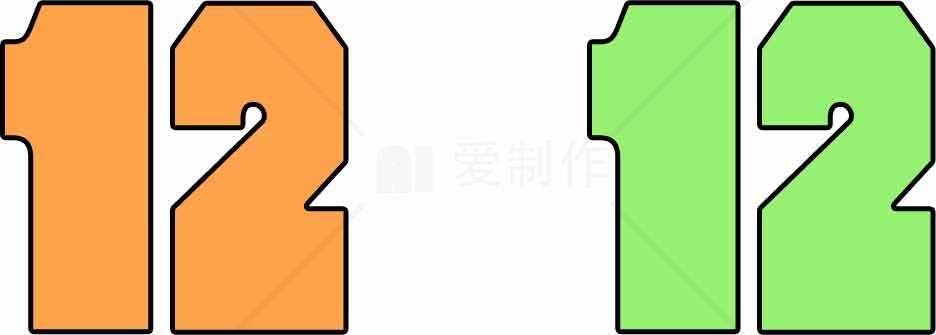 数字12的橙色和绿色设计图片素材