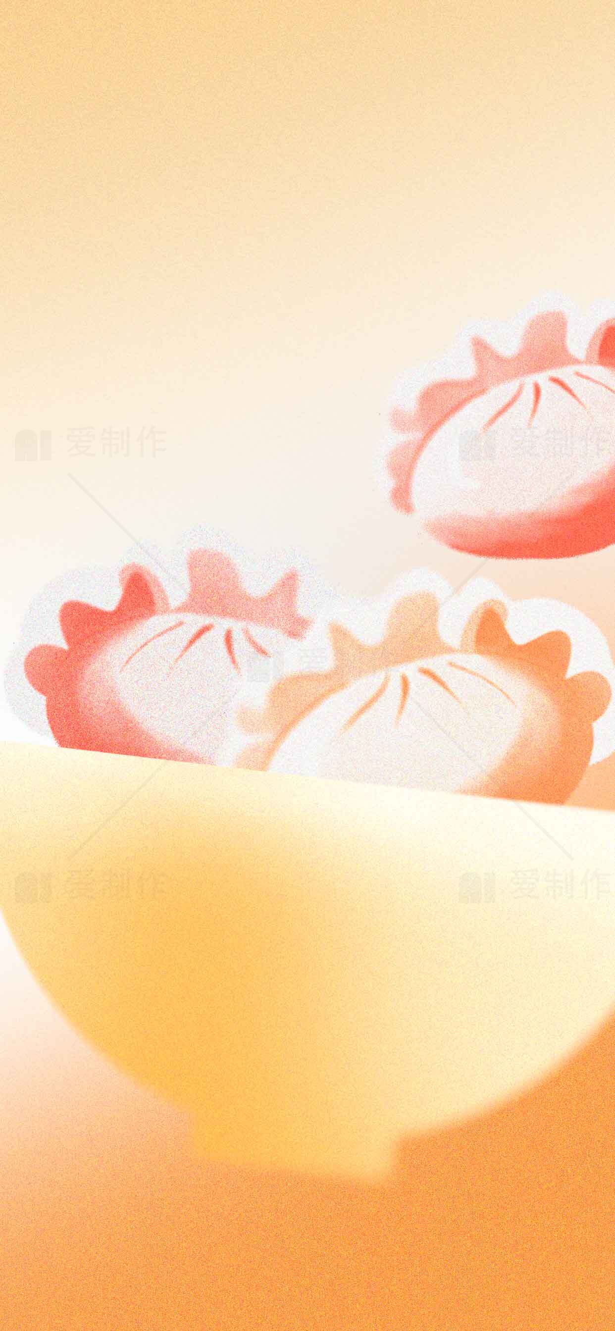 精致小笼包美食摄影 | 温暖橙色背景素材