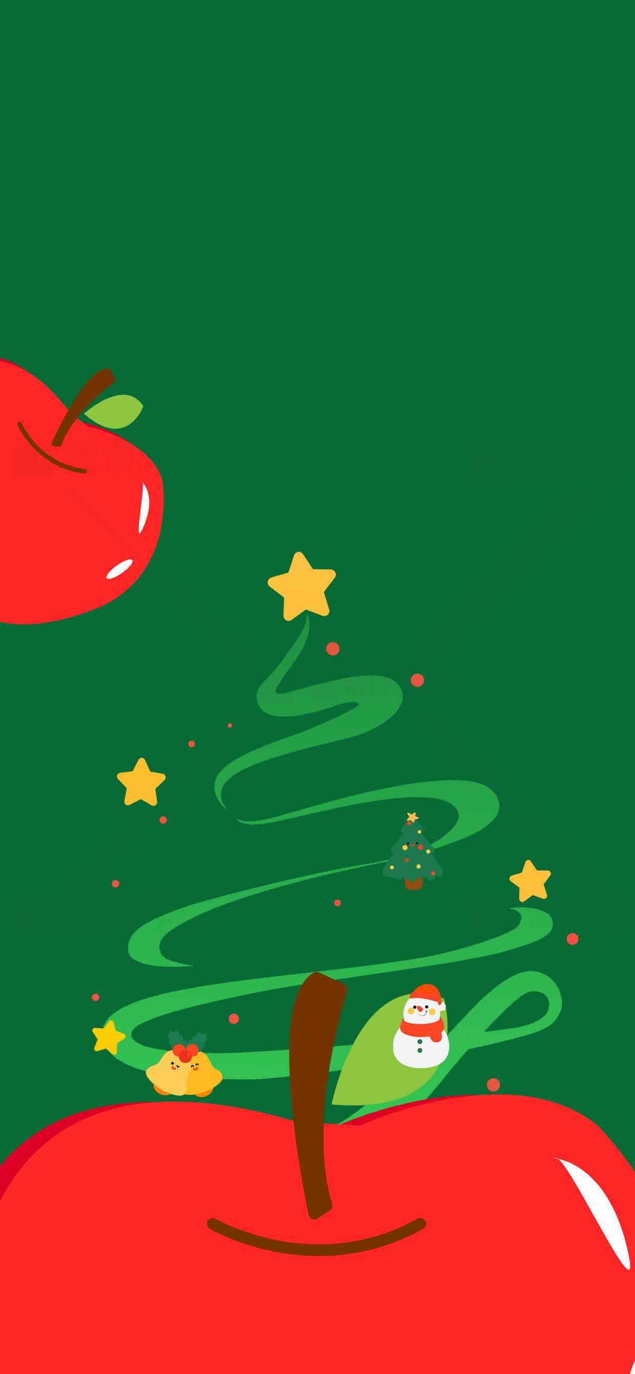 圣诞节创意苹果树插画图片素材