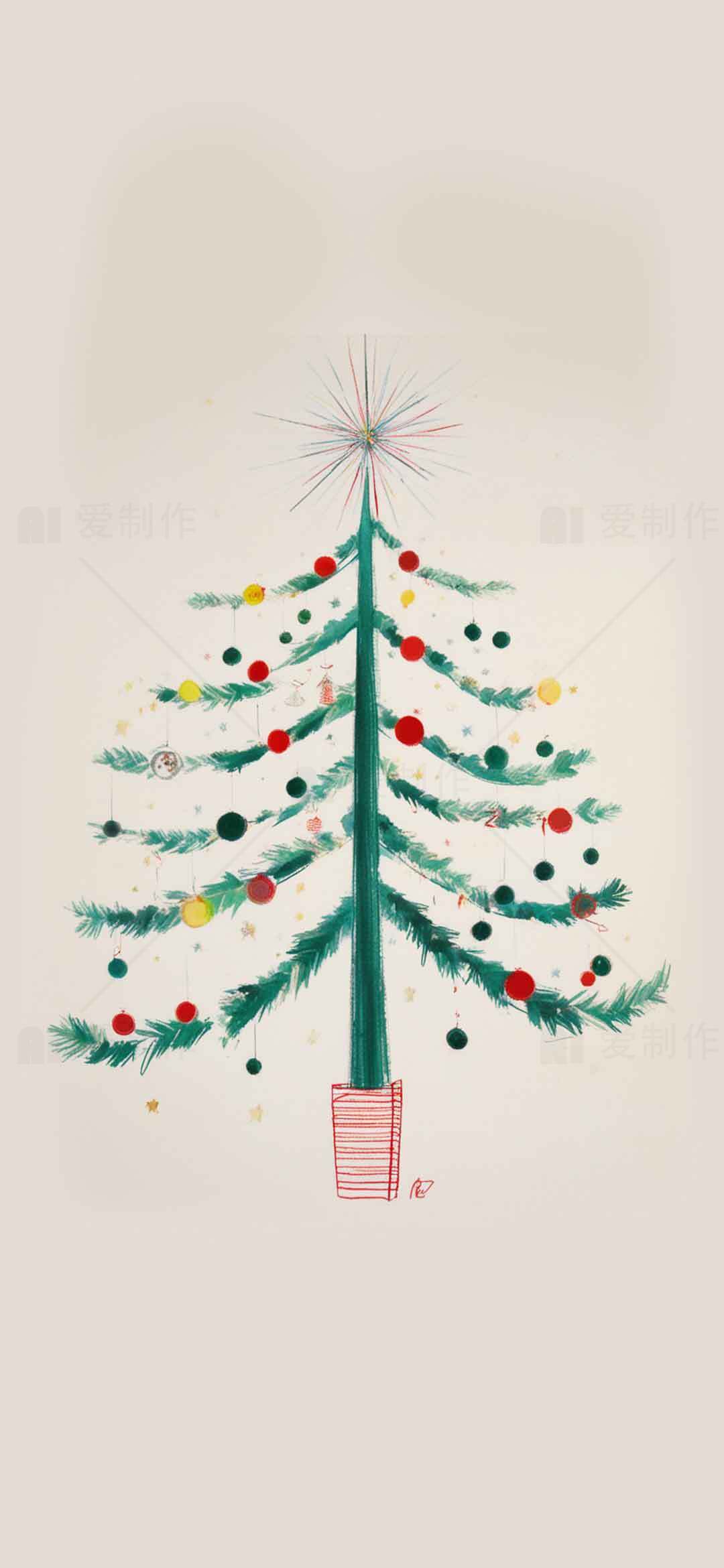 简约手绘圣诞树插画设计素材