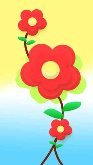 红色花朵与渐变背景的创意插画