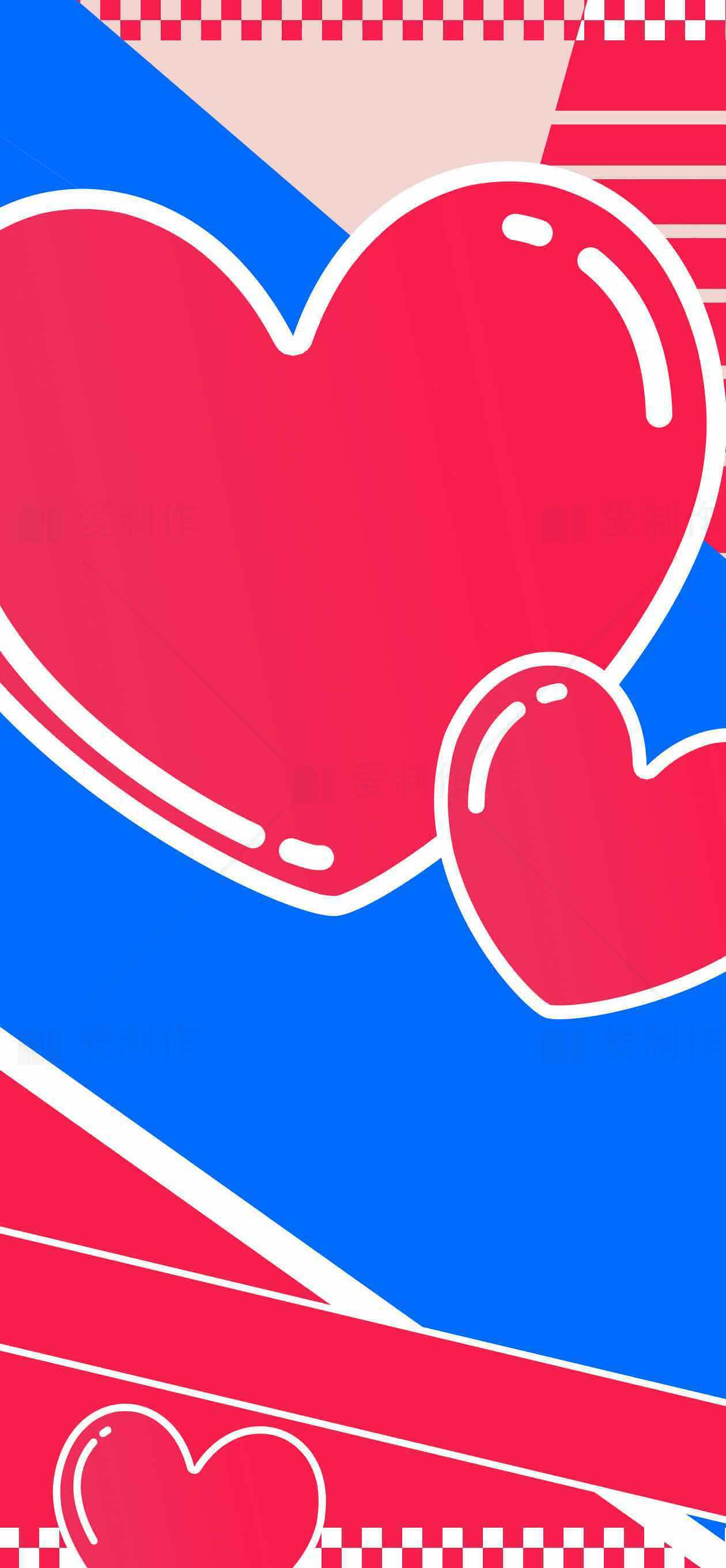 红蓝心形背景图片设计素材