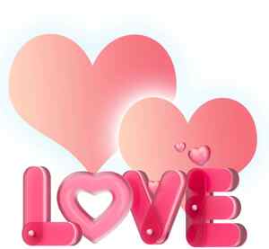 浪漫粉色爱心与LOVE文字图片设计
