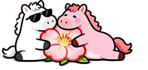 可爱卡通马与花的浪漫插画