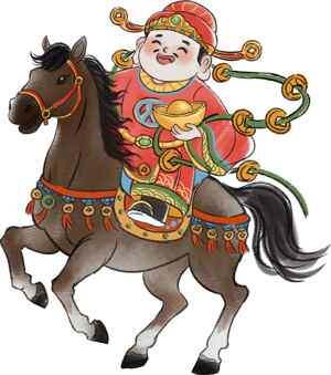 春节骑马送福童子插画