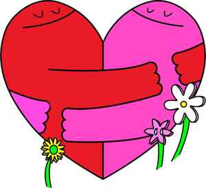 拥抱爱心插画图片-浪漫卡通风格设计