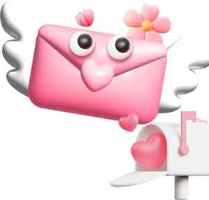 可爱粉色信封与邮箱插画设计