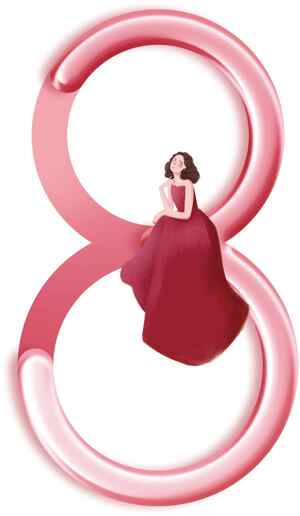 女性节日艺术设计：优雅红色主题插画