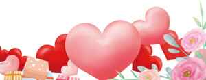 浪漫情人节爱心与花卉背景图片