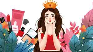 美妆与自然元素结合的插画设计