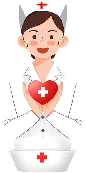 护士手捧爱心插画图片