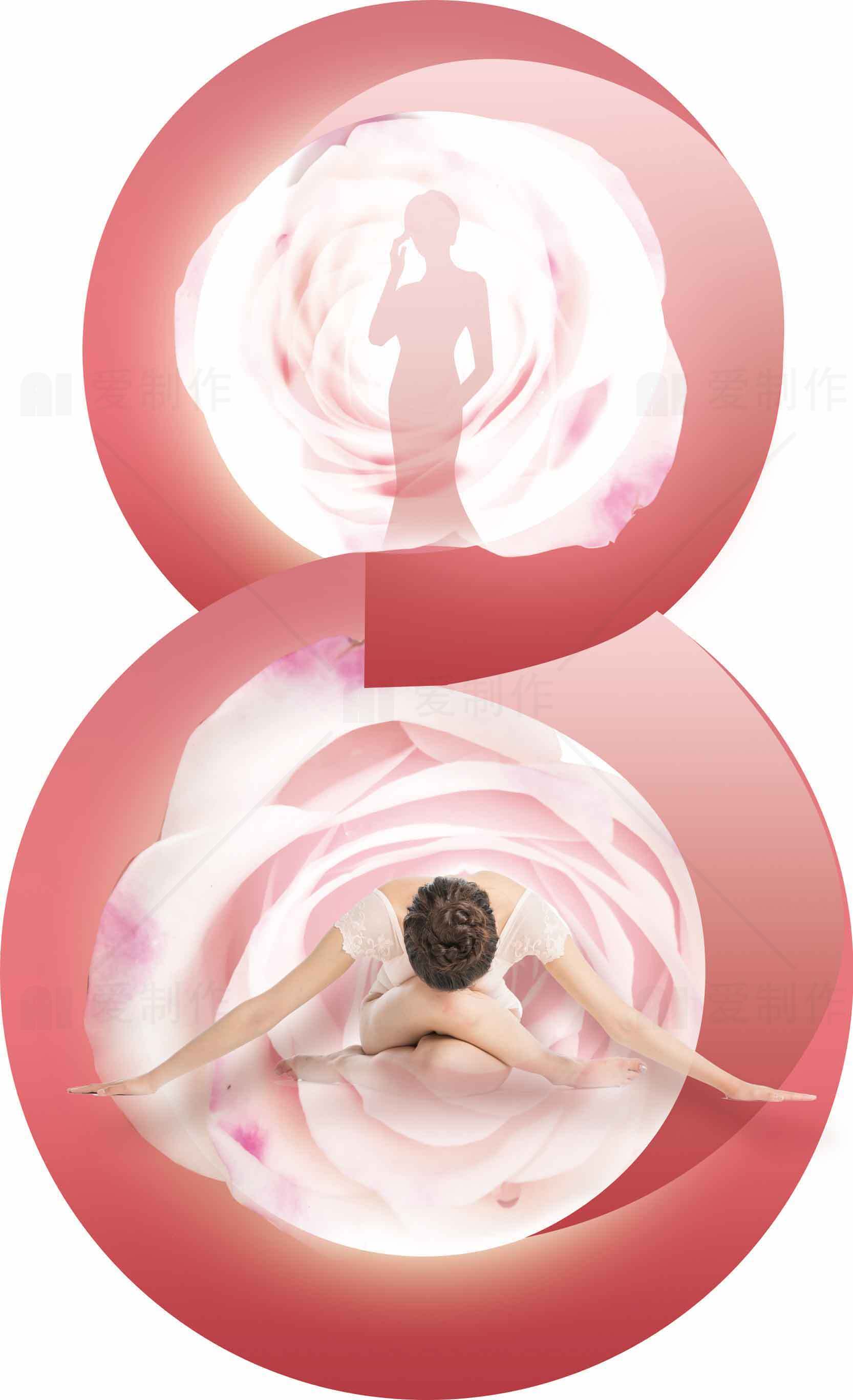 优雅女性与玫瑰艺术设计图片素材