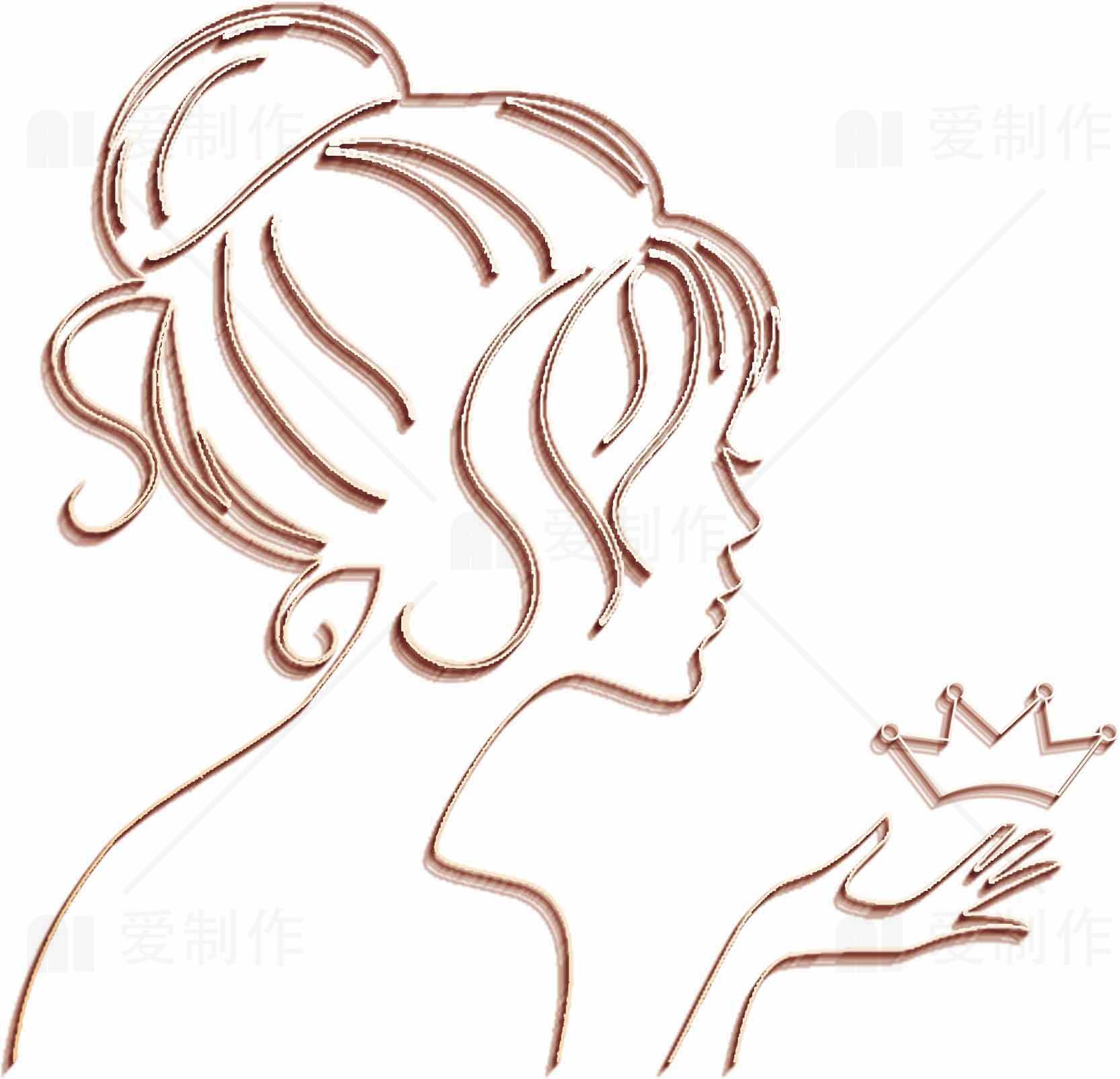 优雅女性剪影与皇冠设计图片素材