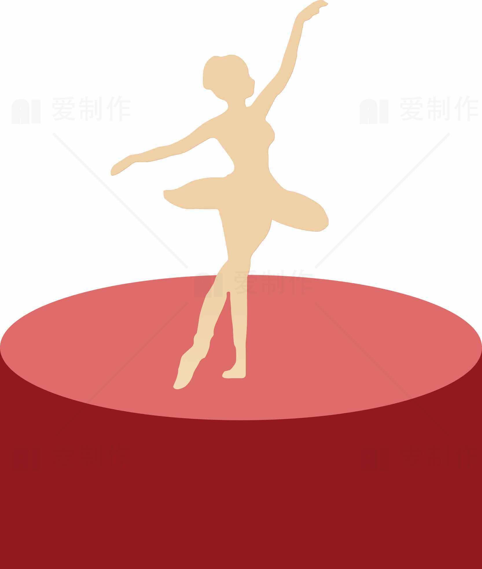 优雅芭蕾舞者剪影插画素材