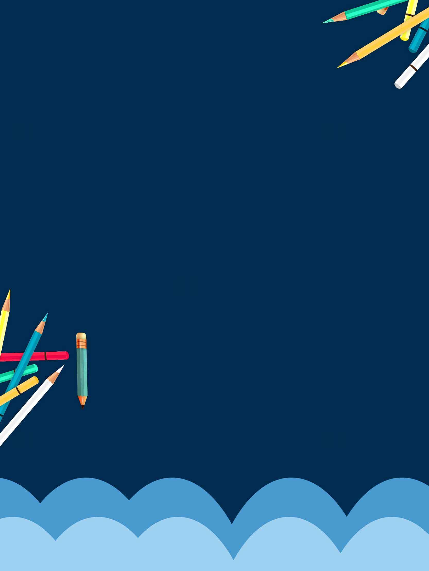 创意文具背景图片设计 | 蓝色主题教育素材