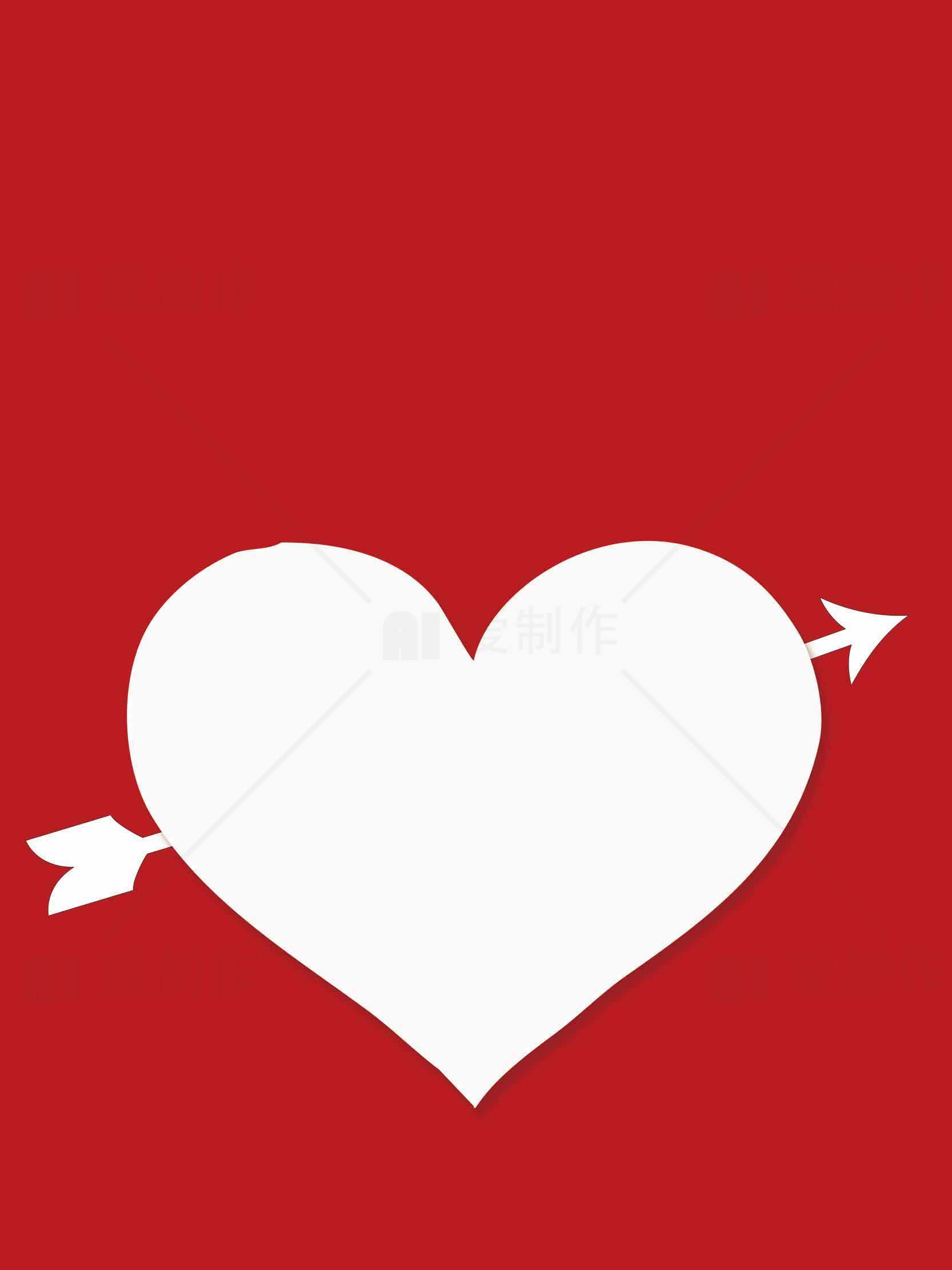 红色背景白色爱心箭矢浪漫设计图片素材
