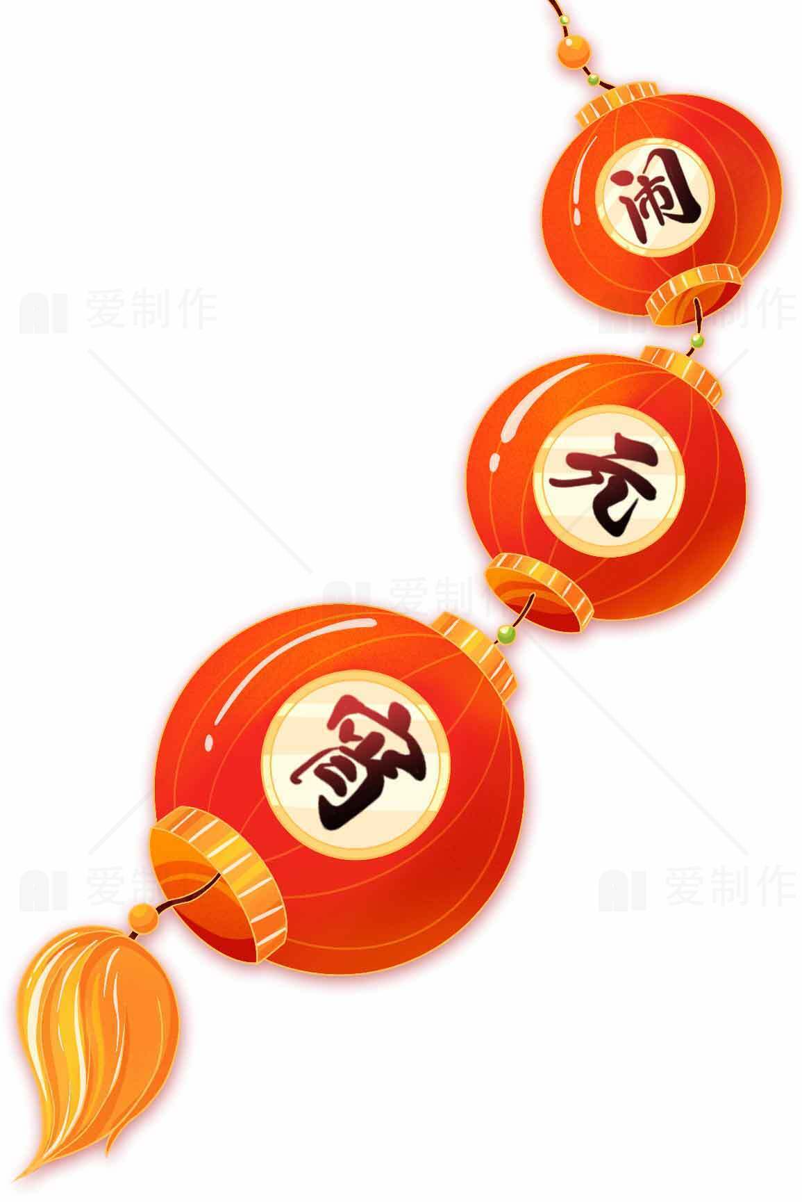 元宵节红色灯笼插画图片素材