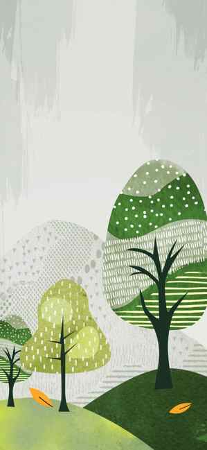 简约手绘风格绿色森林插画背景