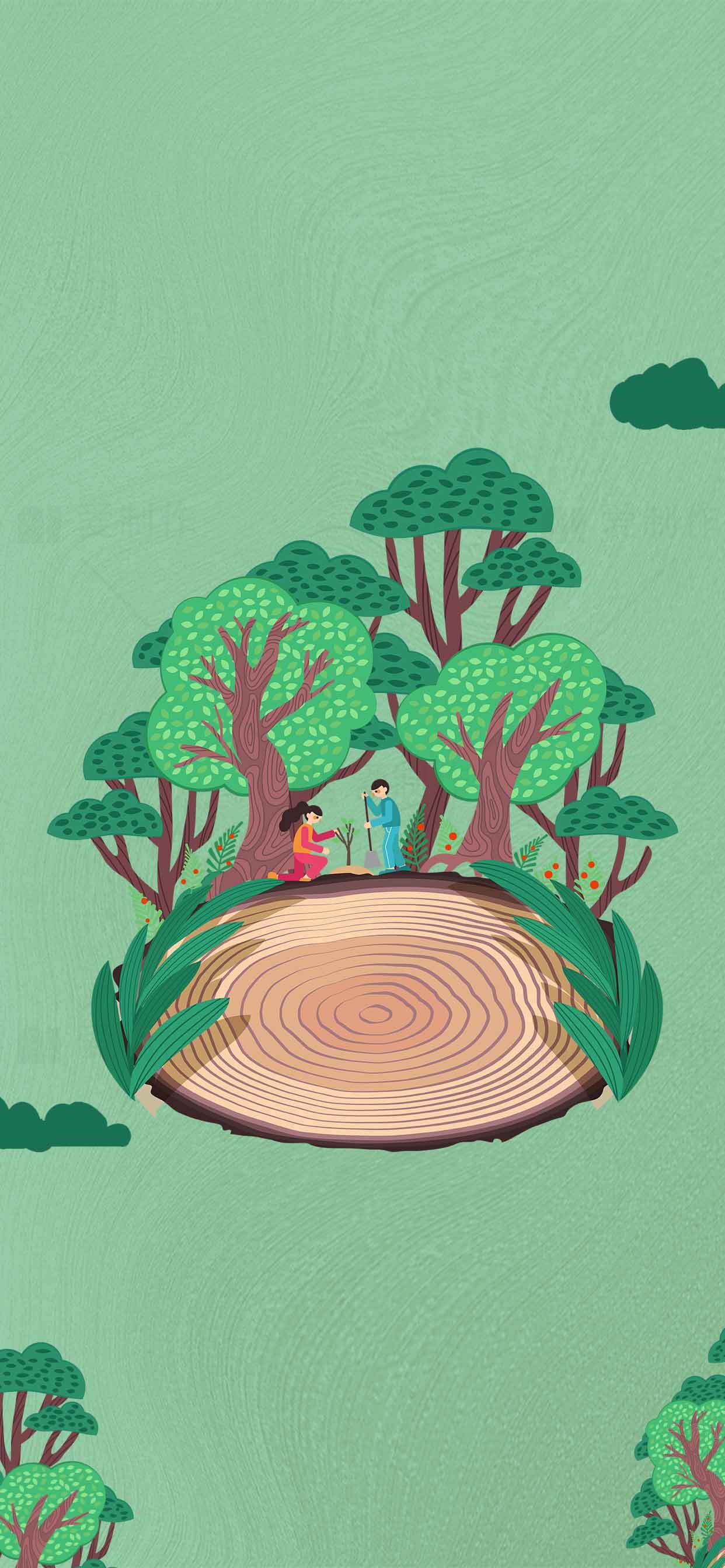 森林保护与自然和谐插画素材