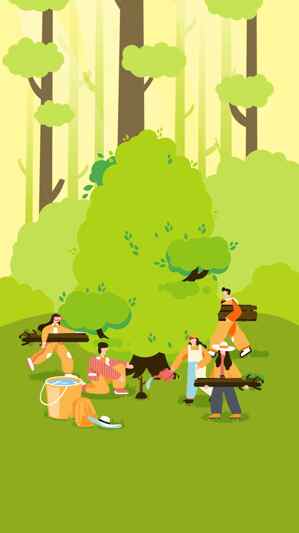 森林环保志愿者活动插画