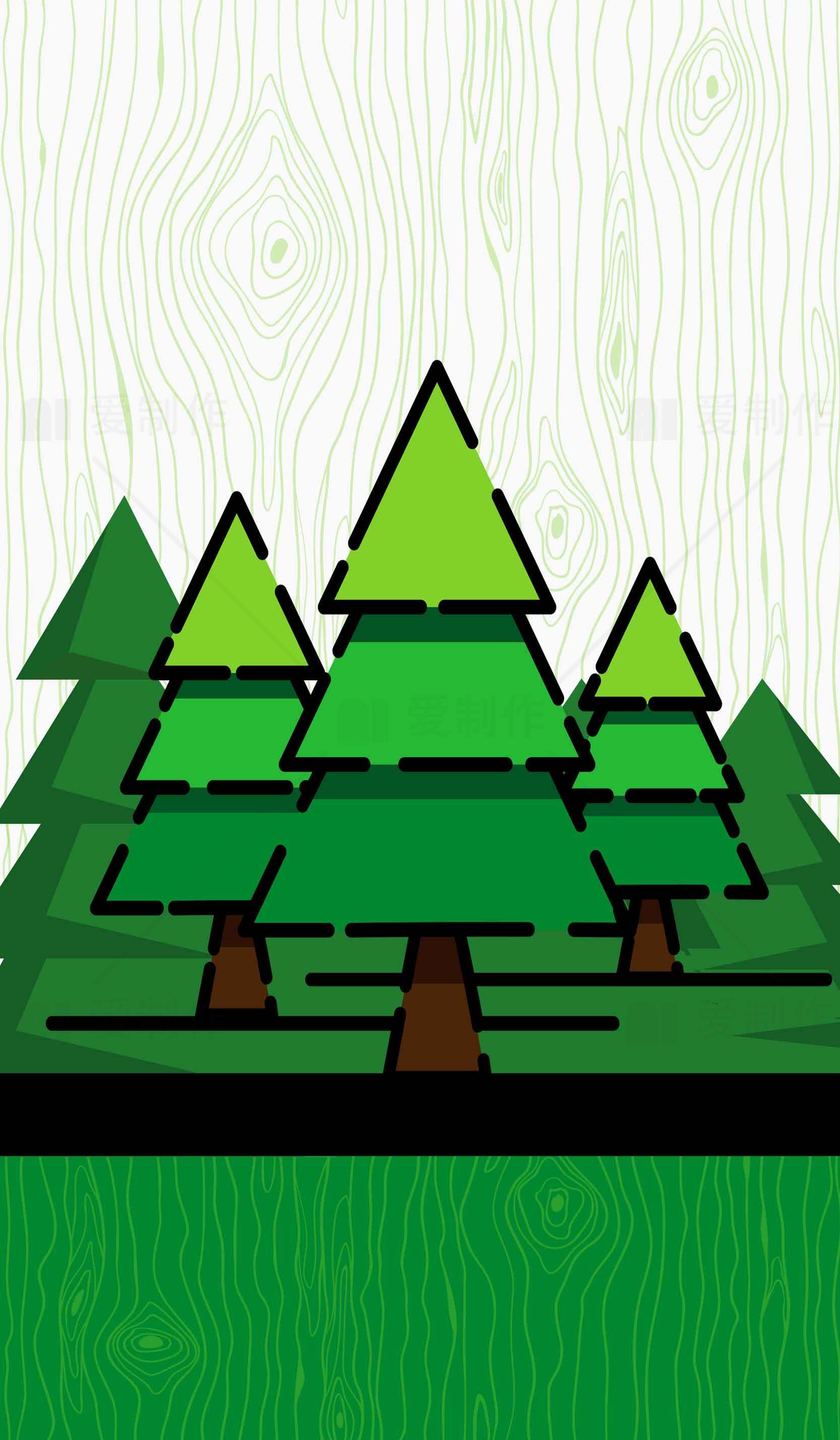 简约森林插画风格背景图片素材