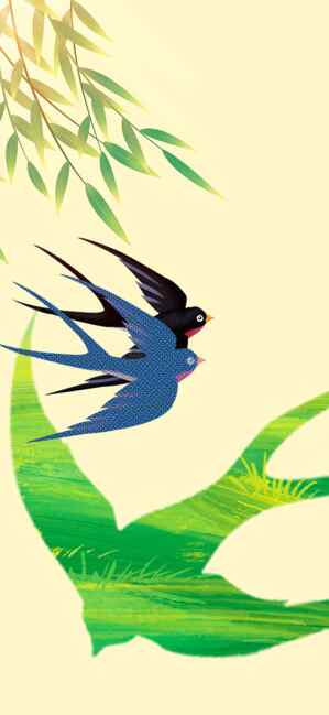 春天飞翔的燕子插画背景