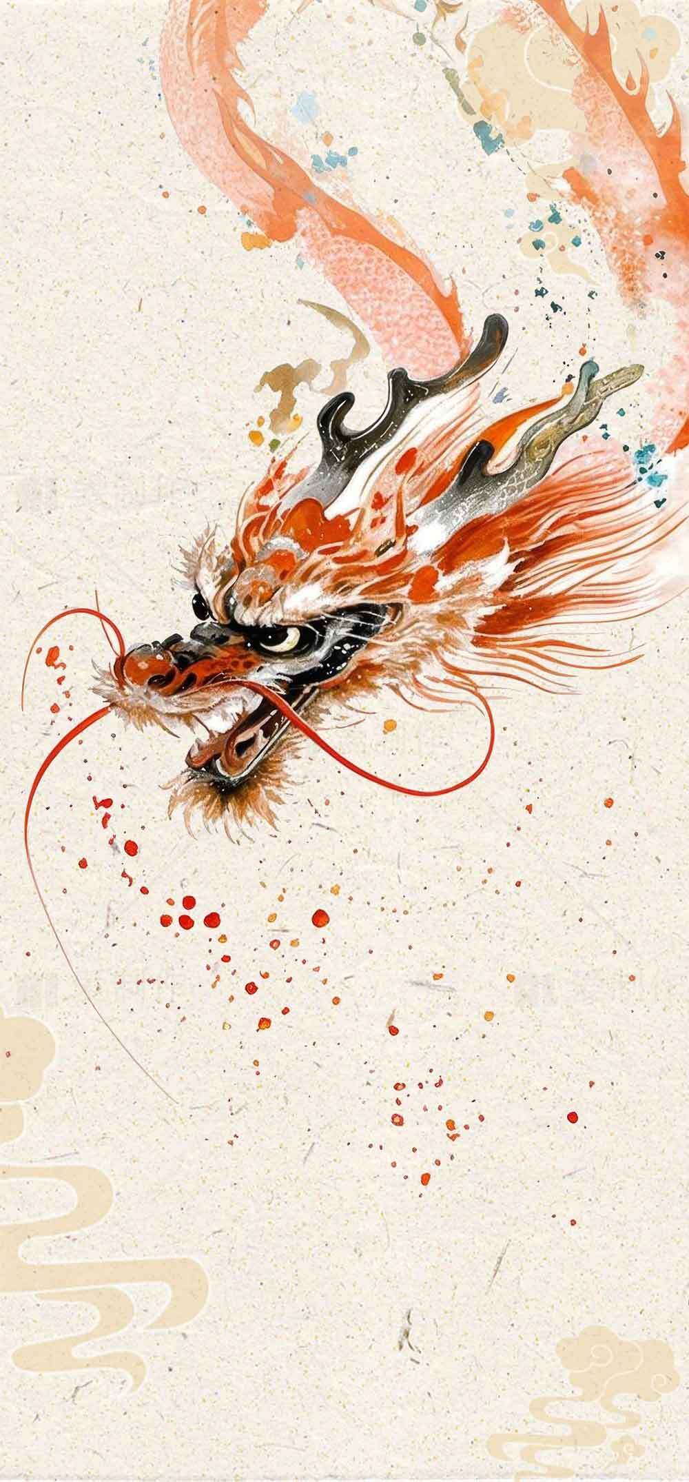 中国传统龙头水墨画艺术作品素材