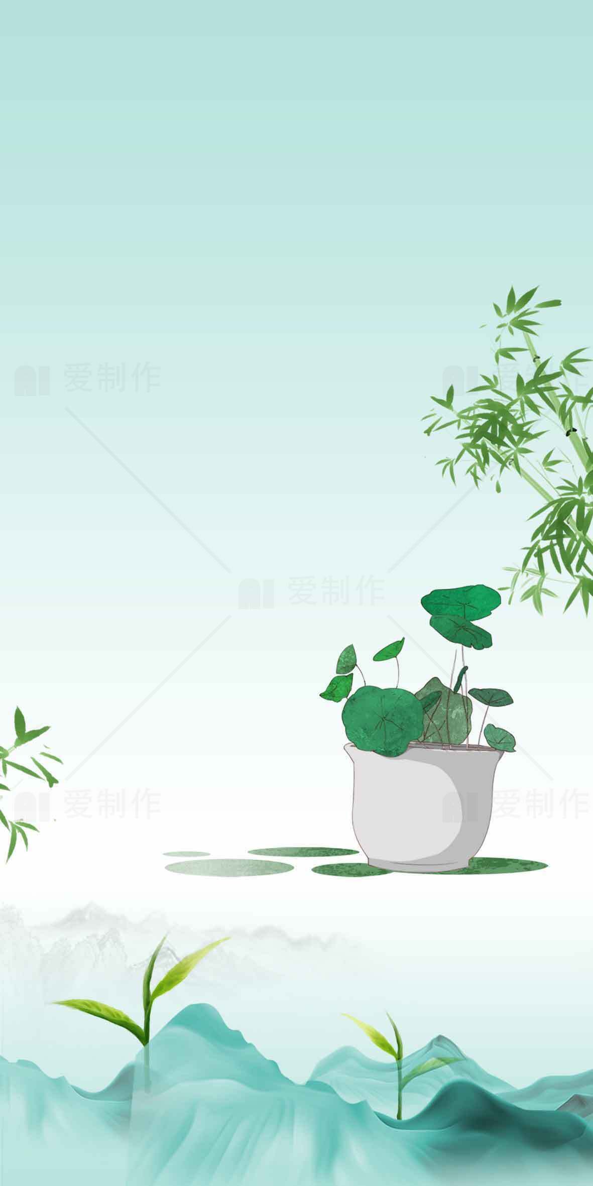 清新自然风格植物插画背景图片素材