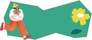 创意插画设计：绿色背景与花卉元素