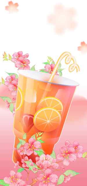 春日橙汁饮品插画设计